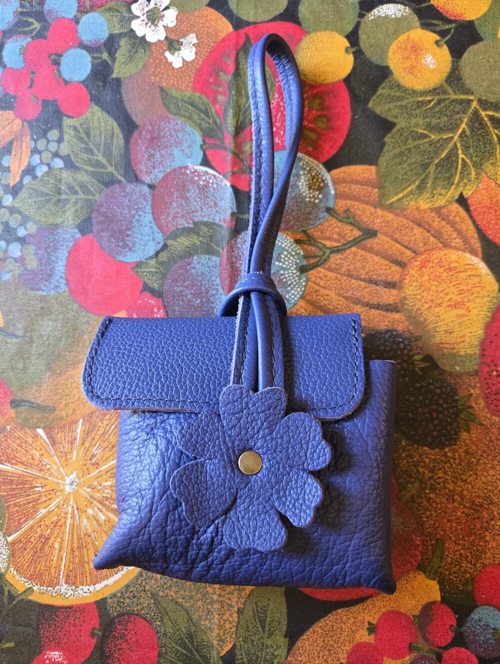 Portland Leather Goods Blooming Wristlet In Molino Blue Pebbled Leather